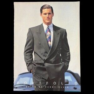 1992 Vintage Portfolio Suits By PERRY ELLIS 1-Page Magazine PRINT AD 1992